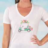 Christmas Golf Cart V-neck Fashion T-shirt