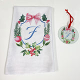 Custom Christmas Crest Dishtowel and Ornament