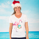 Holiday Flamingo V-neck Fashion T-shirt