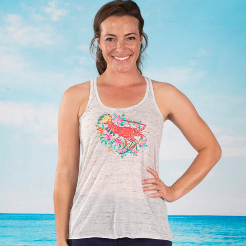 Floral Lobster Racer Back Tank Top