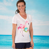 Holiday Flamingo V-neck Fashion T-shirt