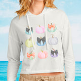 Pumpkins and Bows Long Sleeve Crop Hoodie T-shirt